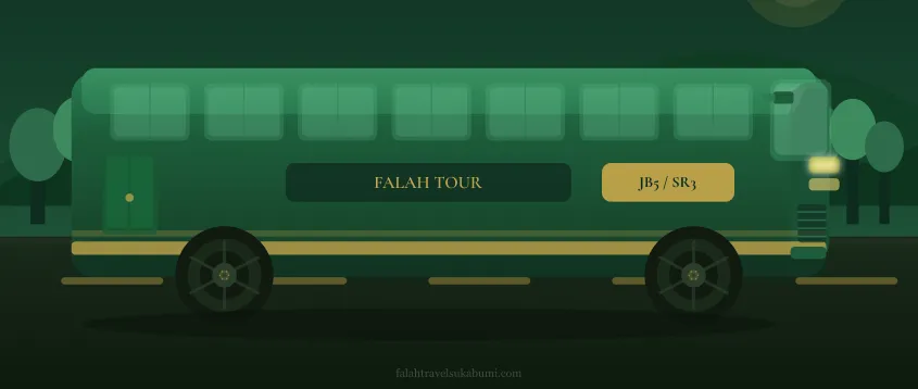 Ilustrasi bus wisata Falah Tour JB5 SR3